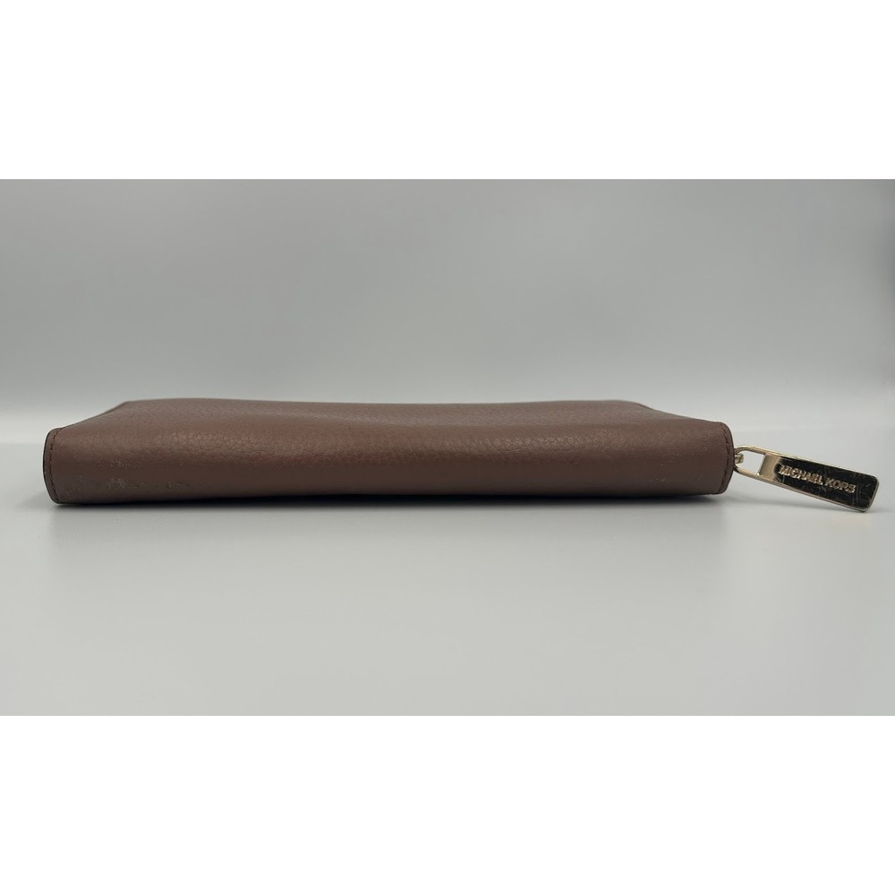 Michael Kors Jet Set Travel Zip Around Continental Pebbled Leather Wallet Tan‎ - Picture 10 of 10